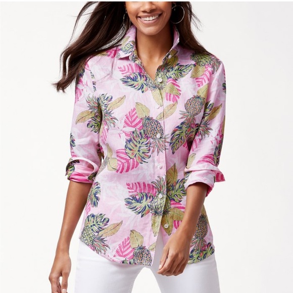 Tommy Bahama Tops - Tommy Bahama  Pineapple Parc Linen Shirt  Size Small